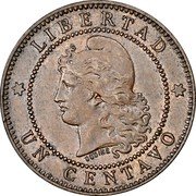 Argentina 2 Centavos Capped Liberty 1882 KM# 33 LIBERTAD DOS CENTAVOS OUDINÉ coin reverse Argentina 2 Centavos Capped Liberty 1882 KM# 33 LIBERTAD DOS CENTAVOS OUDINÉ coin reverse