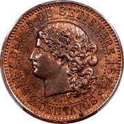 Argentina 2 Centavos Pattern Liberty Without Cap 1878  KM# E2 LEY DEL 25 DE SEPTIEMBRE 1878 2 CENTAVOS LIBERTAD coin reverse Argentina 2 Centavos Pattern Liberty Without Cap 1878  KM# E2 LEY DEL 25 DE SEPTIEMBRE 1878 2 CENTAVOS LIBERTAD coin reverse