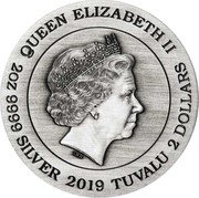 Tuvalu 2 Dollars Alien Anniversary 2019 P QUEEN ELIZABETH II IRB 2 OZ 9999 SILVER 2019 TUVALU 2 DOLLARS coin obverse Tuvalu 2 Dollars Alien Anniversary 2019 P QUEEN ELIZABETH II IRB 2 OZ 9999 SILVER 2019 TUVALU 2 DOLLARS coin obverse