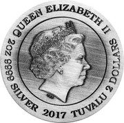 Tuvalu 2 Dollars Chinese Dragon 2017  High relief KM# 389 QUEEN ELIZABETH II IRB 2OZ 9999 SILVER 2017 TUVALU 2 DOLLARS coin obverse