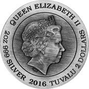 Tuvalu 2 Dollars (Chinese Mythical Creatures Antique Finish) QUEEN ELIZABETH II IRB 2 OZ 999 SILVER 2016 TUVALU 2 DOLLARS coin obverse Tuvalu 2 Dollars (Chinese Mythical Creatures Antique Finish) QUEEN ELIZABETH II IRB 2 OZ 999 SILVER 2016 TUVALU 2 DOLLARS coin obverse