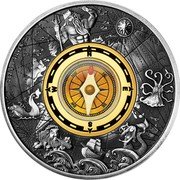 Tuvalu 2 Dollars (Compass) 2 OZ 999 SILVER AH P coin reverse