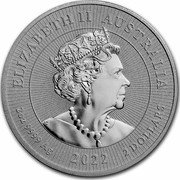 Australia 2 Dollars Dingo with Puppy 2022 P BU ELIZABETH II AUSTRALIA 2 OZ 9999 AG 2022 2 DOLLARS coin obverse Australia 2 Dollars Dingo with Puppy 2022 P BU ELIZABETH II AUSTRALIA 2 OZ 9999 AG 2022 2 DOLLARS coin obverse