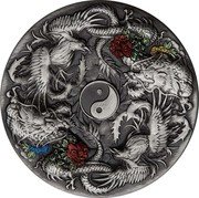 Tuvalu 2 Dollars Dragons and Phoenixes 2021 P Antiqued SR P coin reverse Tuvalu 2 Dollars Dragons and Phoenixes 2021 P Antiqued SR P coin reverse