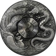 Tuvalu 2 Dollars Dragon and Phoenix Yin Yang 2019  IJ coin reverse Tuvalu 2 Dollars Dragon and Phoenix Yin Yang 2019  IJ coin reverse