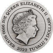 Tuvalu 2 Dollars Dragon & Qilin 2022 Antiqued QUEEN ELIZABETH II IRB 2 OZ 9999 SILVER 2022 TUVALU 2 DOLLARS coin obverse Tuvalu 2 Dollars Dragon & Qilin 2022 Antiqued QUEEN ELIZABETH II IRB 2 OZ 9999 SILVER 2022 TUVALU 2 DOLLARS coin obverse