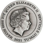 Tuvalu 2 Dollars (Dragon & Tiger) QUEEN ELIZABETH II IRB 2 OZ 9999 AG 2021 TUVALU 2 DOLLARS coin obverse Tuvalu 2 Dollars (Dragon & Tiger) QUEEN ELIZABETH II IRB 2 OZ 9999 AG 2021 TUVALU 2 DOLLARS coin obverse