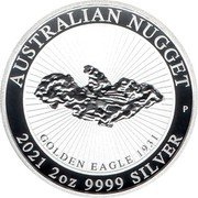 Australia 2 Dollars Golden Eagle Nugget 2021 P BU AUSTRALIAN NUGGETT P SD GOLDEN EAGLE 1931 2021 2 OZ 9999 SILVER coin reverse Australia 2 Dollars Golden Eagle Nugget 2021 P BU AUSTRALIAN NUGGETT P SD GOLDEN EAGLE 1931 2021 2 OZ 9999 SILVER coin reverse
