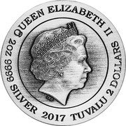 Tuvalu 2 Dollars (Hel) QUEEN ELIZABETH II IRB 2 OZ 9999 SILVER 2017 TUVALU 2 DOLLARS coin obverse