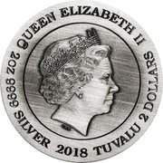 Tuvalu 2 Dollars Phoenix Elizabeth II 2018  KM# 409 QUEEN ELIZABETH II IRB 2 OZ 9999 AG 2018 TUVALU 2 DOLLARS coin obverse