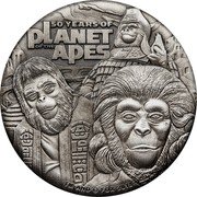 Tuvalu 2 Dollars (Planet of the Apes) 50 YEARS OF PLANET OF THE APES P TM AND FOX 2018 coin reverse