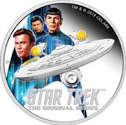 Tuvalu 2 Dollars USS Enterprise and Crew 2019 P Proof TM & © 2019 CBS. ARR. P STAR TREK TM THE ORIGINAL SERIES coin reverse Tuvalu 2 Dollars USS Enterprise and Crew 2019 P Proof TM & © 2019 CBS. ARR. P STAR TREK TM THE ORIGINAL SERIES coin reverse