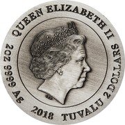 Tuvalu 2 Dollars (Vikings) QUEEN ELIZABETH II IRB 2 OZ 9999 AG 2018 TUVALU 2 DOLLARS coin obverse