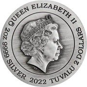 Tuvalu 2 Dollars White Tiger 2022 QUEEN ELIZABETH II IRB 2 OZ 9999 SILVER 2022 TUVALU 2 DOLLARS coin obverse Tuvalu 2 Dollars White Tiger 2022 QUEEN ELIZABETH II IRB 2 OZ 9999 SILVER 2022 TUVALU 2 DOLLARS coin obverse