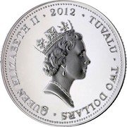 Tuvalu Two Dollars Year of The Dragon 2012  Proof QUEEN ELIZABETH II 2012 TUVALU TWO DOLLARS RDM coin obverse Tuvalu Two Dollars Year of The Dragon 2012  Proof QUEEN ELIZABETH II 2012 TUVALU TWO DOLLARS RDM coin obverse