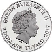 Tuvalu 2 Dollars Year of the Rooster Rhombus 2017  Proof QUEEN ELIZABETH II IRB 2 DOLLARS TUVALU 2017 coin obverse