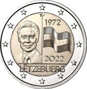 Luxembourg 2 Euro (50 years of the protection of the Luxembourg flag.) 1972 2022 LËTZEBUERG coin obverse Luxembourg 2 Euro (50 years of the protection of the Luxembourg flag.) 1972 2022 LËTZEBUERG coin obverse
