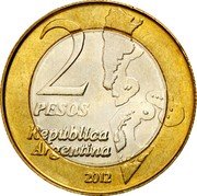 Argentina 2 Pesos 30th Anniversary of the Defeat of Argentina in the Falkland War 2012 KM# 176 2 PESOS REPÚBLICA ARGENTINA 2012 coin obverse Argentina 2 Pesos 30th Anniversary of the Defeat of Argentina in the Falkland War 2012 KM# 176 2 PESOS REPÚBLICA ARGENTINA 2012 coin obverse