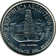 Argentina 2 Pesos 100th Anniversary First Oil Well 2007 Sets only KM# 145.2 CDRO. RIVADAVIA REPÚBLICA ARGENTINA DESCUBRIMIENTO DEL PETRÓLEO 1907 2007 coin obverse Argentina 2 Pesos 100th Anniversary First Oil Well 2007 Sets only KM# 145.2 CDRO. RIVADAVIA REPÚBLICA ARGENTINA DESCUBRIMIENTO DEL PETRÓLEO 1907 2007 coin obverse