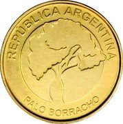 Argentina 2 Pesos The Drunken Stick Tree 2018  KM# 188 REPÚBLICA ARGENTINA PALO BORRACHO coin obverse Argentina 2 Pesos The Drunken Stick Tree 2018  KM# 188 REPÚBLICA ARGENTINA PALO BORRACHO coin obverse