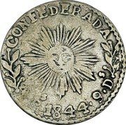 Argentina 2 Reales Radiant Sun Cordoba 1844 KM# 23 CONFEDERADA 2RS 1844 9DS coin reverse Argentina 2 Reales Radiant Sun Cordoba 1844 KM# 23 CONFEDERADA 2RS 1844 9DS coin reverse