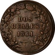 Argentina 2 Reales Wreath Buenos Aires 1861 KM# 11a DOS REALES 1861 coin reverse Argentina 2 Reales Wreath Buenos Aires 1861 KM# 11a DOS REALES 1861 coin reverse