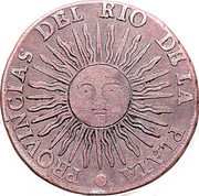 Argentina 2 Soles Radiant Sunface Rio de la Plata 1815 PTS FL KM# 12 PROVINCIAS DEL RIO DE LA PLATA coin obverse Argentina 2 Soles Radiant Sunface Rio de la Plata 1815 PTS FL KM# 12 PROVINCIAS DEL RIO DE LA PLATA coin obverse