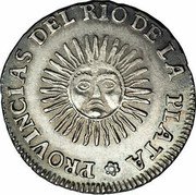 Argentina 2 Soles Radiant Sunface Rio de la Plata 1826 RA Medal alignment, early variety no assayer P KM# 18 PROVINCIAS DEL RIO DE LA PLATA coin obverse Argentina 2 Soles Radiant Sunface Rio de la Plata 1826 RA Medal alignment, early variety no assayer P KM# 18 PROVINCIAS DEL RIO DE LA PLATA coin obverse