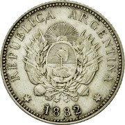 Argentina 20 Centavos Capped Liberty 1882 KM# 27 REPÚBLICA ARGENTINA 1882 coin obverse Argentina 20 Centavos Capped Liberty 1882 KM# 27 REPÚBLICA ARGENTINA 1882 coin obverse