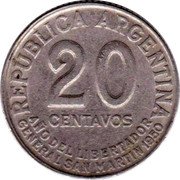 Argentina 20 Centavos General San Martin 1950 KM# 45 REPUBLICA ARGENTINA 20 CENTAVOS AÑO DEL LIBERTADOR GENERAL SAN MARTIN 1950 coin obverse Argentina 20 Centavos General San Martin 1950 KM# 45 REPUBLICA ARGENTINA 20 CENTAVOS AÑO DEL LIBERTADOR GENERAL SAN MARTIN 1950 coin obverse