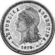 Argentina 20 Centavos Fuertes (Flagged Arms Capped Liberty Pattern) KM# E3a REPUBLICA ARGENTINA 1879. ESSAI. CH.W. coin obverse Argentina 20 Centavos Fuertes (Flagged Arms Capped Liberty Pattern) KM# E3a REPUBLICA ARGENTINA 1879. ESSAI. CH.W. coin obverse
