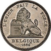 Belgium 20 Centimes Piedfort Essai 1859 KM# P2 L UNION FAIT LA FORCE BELGIQUE 1859 coin obverse Belgium 20 Centimes Piedfort Essai 1859 KM# P2 L UNION FAIT LA FORCE BELGIQUE 1859 coin obverse