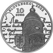 Slovakia 10 Euro 650th Anniversary of Skalica Being Granted the Status of a Free Royal Town 2022 SLOVENSKO 2022 10 EURO coin obverse Slovakia 10 Euro 650th Anniversary of Skalica Being Granted the Status of a Free Royal Town 2022 SLOVENSKO 2022 10 EURO coin obverse