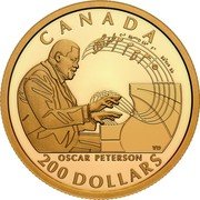 Canada 200 Dollars Oscar Peterson 2022 Proof CANADA C-7 Bb7/D Eb6 F7 Bb7sus Bb VD OSCAR PETERSON 200 DOLLARS coin reverse