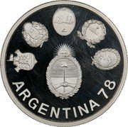 Argentina 2000 Pesos World Soccer Championship 1977 KM# 79 ARGENTINA 78 coin obverse Argentina 2000 Pesos World Soccer Championship 1977 KM# 79 ARGENTINA 78 coin obverse