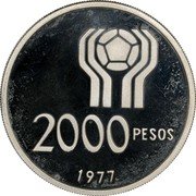 Argentina 2000 Pesos World Soccer Championship 1977 KM# 79 2000 PESOS 1978 coin reverse Argentina 2000 Pesos World Soccer Championship 1977 KM# 79 2000 PESOS 1978 coin reverse