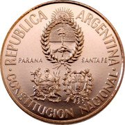 Argentina 25 Pesos National Republic Constitution Convention 1994 Proof KM# 116 REPUBLICA ARGENTINA PARANA SANTA FE CONSTITUCION NACIONAL coin obverse Argentina 25 Pesos National Republic Constitution Convention 1994 Proof KM# 116 REPUBLICA ARGENTINA PARANA SANTA FE CONSTITUCION NACIONAL coin obverse