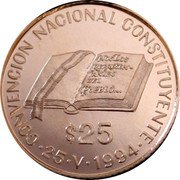 Argentina 25 Pesos National Republic Constitution Convention 1994 Proof KM# 116 CONVENCION NACIONAL CONSTITUYENTE. $25 25 V 1994 coin reverse Argentina 25 Pesos National Republic Constitution Convention 1994 Proof KM# 116 CONVENCION NACIONAL CONSTITUYENTE. $25 25 V 1994 coin reverse