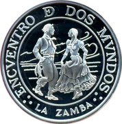 Argentina 25 Pesos Zamba 1997 Proof KM# 123 ENCVENTRO DE DOS MVNDOS LA ZAMBA coin reverse Argentina 25 Pesos Zamba 1997 Proof KM# 123 ENCVENTRO DE DOS MVNDOS LA ZAMBA coin reverse