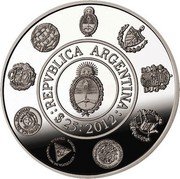 Argentina 25 Pesos Tree of Communion 2012 Proof KM# 177 REPVBLICA ARGENTINA $25 2010 coin obverse Argentina 25 Pesos Tree of Communion 2012 Proof KM# 177 REPVBLICA ARGENTINA $25 2010 coin obverse