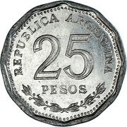 Argentina 25 Pesos 80th Anniversary Death of D. Faustino Sarmiento 1968 KM# 63 REPUBLICA ARGENTINA 25 PESOS coin obverse Argentina 25 Pesos 80th Anniversary Death of D. Faustino Sarmiento 1968 KM# 63 REPUBLICA ARGENTINA 25 PESOS coin obverse
