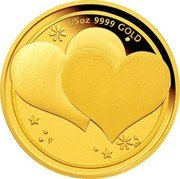 Tuvalu 30 Dollars Heart to Heart 2016 Proof 1/5 OZ 9999 GOLD P NM coin reverse