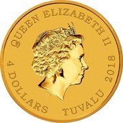 Tuvalu 4 Dollars (Ganesha Diwali Festival) QUEEN ELIZABETH II 4 DOLLARS TUVALU 2018 IRB coin obverse Tuvalu 4 Dollars (Ganesha Diwali Festival) QUEEN ELIZABETH II 4 DOLLARS TUVALU 2018 IRB coin obverse
