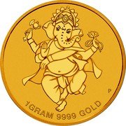 Tuvalu 4 Dollars (Ganesha Diwali Festival) P 1 GRAM 9999 GOLD coin reverse Tuvalu 4 Dollars (Ganesha Diwali Festival) P 1 GRAM 9999 GOLD coin reverse