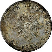 Argentina 4 Reales Castle 1845 Obverse without portcullis KM# 24.2 4 RS 9 DS CONFEDERADA coin reverse Argentina 4 Reales Castle 1845 Obverse without portcullis KM# 24.2 4 RS 9 DS CONFEDERADA coin reverse