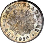 Argentina 4 Reales Castle 1852 KM# A31 CONFEDERADA 4 R 1852 9 D coin reverse Argentina 4 Reales Castle 1852 KM# A31 CONFEDERADA 4 R 1852 9 D coin reverse