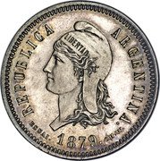 Argentina 40 Centavos Fuertes (Denomination Essai Liberty) KM# E4 REPUBLICA ARGENTINA. ESSAI. 1879. C.WURDEN LIBERTAD coin obverse Argentina 40 Centavos Fuertes (Denomination Essai Liberty) KM# E4 REPUBLICA ARGENTINA. ESSAI. 1879. C.WURDEN LIBERTAD coin obverse