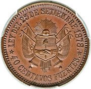 Argentina 40 Centavos Fuertes (Essai Liberty) KM# E4a LEY DEL 25 DE SETIEMBRE 1878. 40 CENTAVOS FUERTES. coin reverse Argentina 40 Centavos Fuertes (Essai Liberty) KM# E4a LEY DEL 25 DE SETIEMBRE 1878. 40 CENTAVOS FUERTES. coin reverse