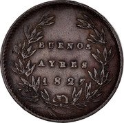 Argentina 5/10 Real Wreath Buenos Aires 1827 KM# 3 BUENOS AYRES 1827 coin obverse Argentina 5/10 Real Wreath Buenos Aires 1827 KM# 3 BUENOS AYRES 1827 coin obverse