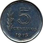 Argentina 5 Centavos Capped Liberty 1975 KM# 65 5 CENTAVOS 1974 coin reverse Argentina 5 Centavos Capped Liberty 1975 KM# 65 5 CENTAVOS 1974 coin reverse
